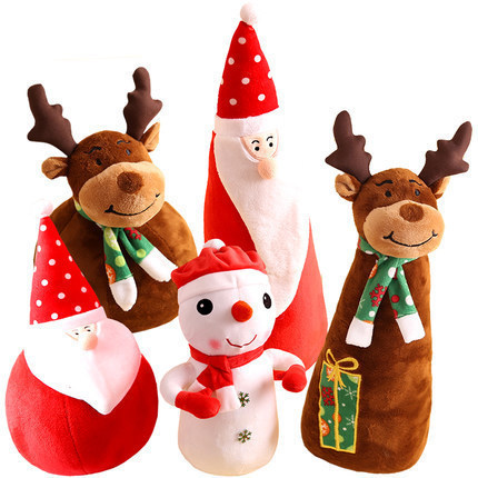 新款圣诞老人毛绒玩具公仔 可爱围巾麋鹿布娃娃 圣诞节装饰礼品