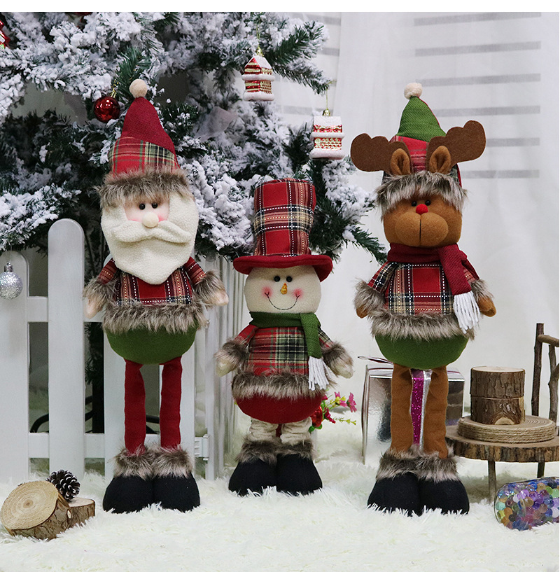 可爱圣诞装饰品摆件派对布置老人雪人公仔伸缩玩偶圣诞诞圣节礼品