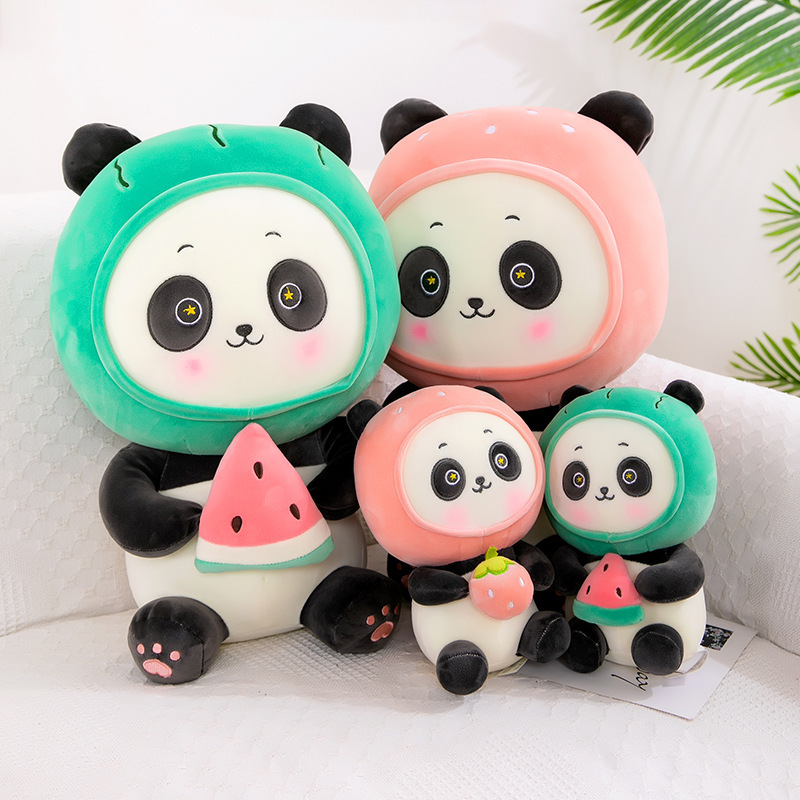 新款熊墩墩创意变身水果熊猫公仔国宝大熊猫毛绒玩具抱枕生日礼物